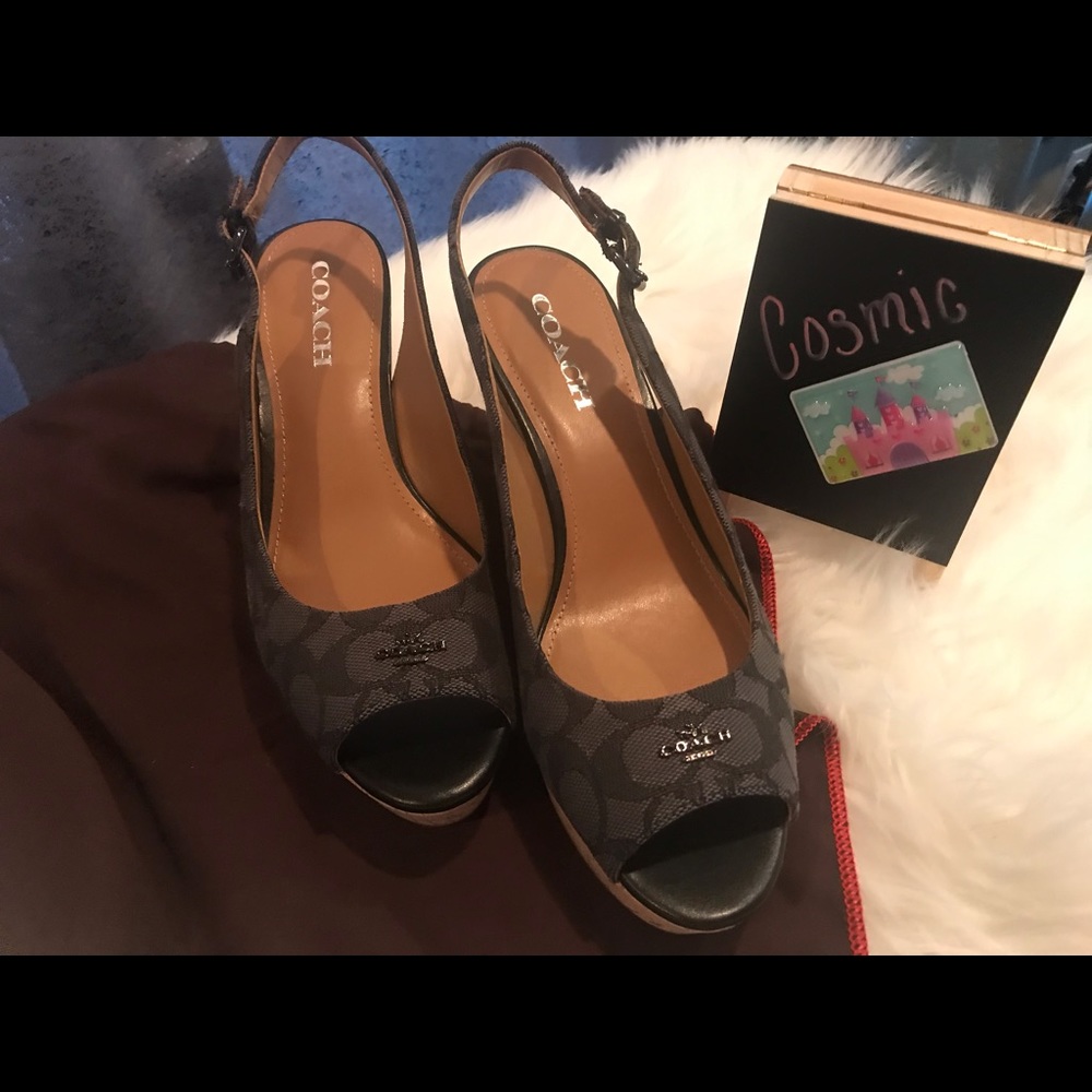 Brand New Coach Jacquard Slingback Peep-toes